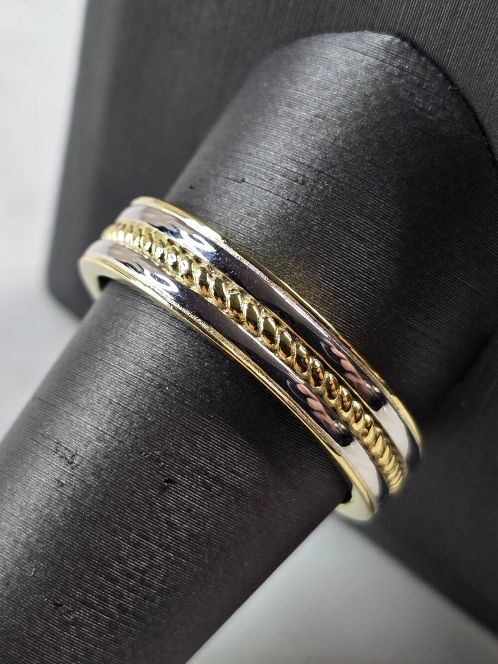 Mens Sterling Silver Gold Tone Wedding Band Ring 6.1g E2332